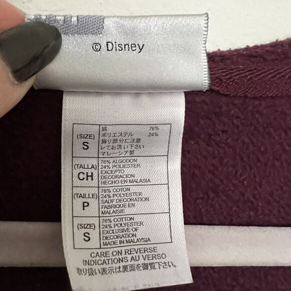 DISNEYLAND Vintage Tinker bell Hooded Sweatshirt Embroidered Skulls Purple SMALL - Picture 10 of 11